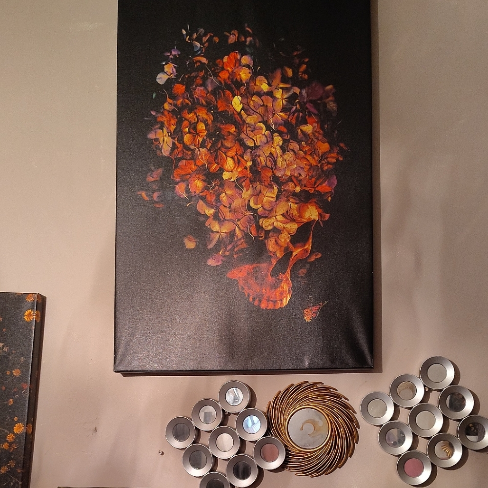 Floral Art Canvas with Candle Holders